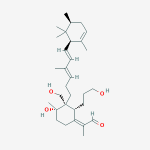 molecular formula C31H50O4 B1255661 (2Z)-2-[(2R,3S,4S)-4-hydroxy-3-(hydroxymethyl)-2-(3-hydroxypropyl)-4-methyl-3-[(3E,5E)-4-methyl-6-[(1R,5S)-2,5,6,6-tetramethylcyclohex-2-en-1-yl]hexa-3,5-dienyl]cyclohexylidene]propanal 