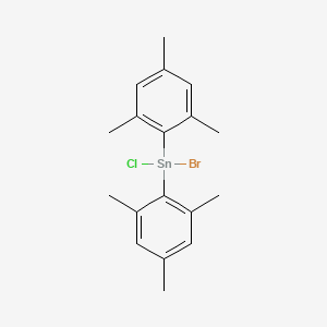 molecular formula C18H22BrClSn B12556670 Bromo(chloro)bis(2,4,6-trimethylphenyl)stannane CAS No. 144650-36-2