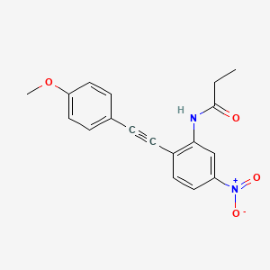 molecular formula C18H16N2O4 B12556786 N-{2-[(4-Methoxyphenyl)ethynyl]-5-nitrophenyl}propanamide CAS No. 149172-15-6