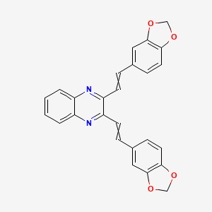 molecular formula C26H18N2O4 B12556982 Quinoxaline, 2,3-bis[2-(1,3-benzodioxol-5-yl)ethenyl]- CAS No. 142891-04-1