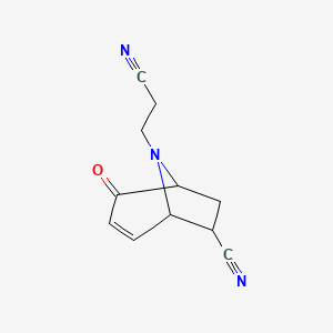 molecular formula C11H11N3O B12557175 8-(2-Cyanoethyl)-2-oxo-8-azabicyclo[3.2.1]oct-3-ene-6-carbonitrile CAS No. 146434-24-4