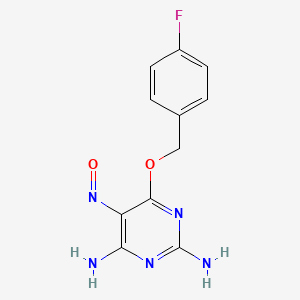 molecular formula C11H10FN5O2 B12557185 5-Nitroso-6-(4-fluorobenzyloxy)pyrimidine-2,4-diamine CAS No. 192441-26-2