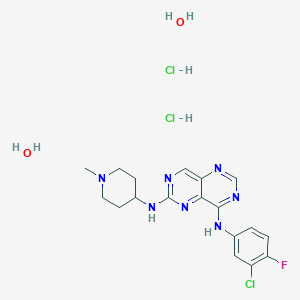4-N-(3-chloro-4-fluorophenyl)-6-N-(1-methylpiperidin-4-yl)pyrimido[5,4-d]pyrimidine-4,6-diamine;dihydrate;dihydrochloride