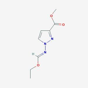 molecular formula C8H11N3O3 B125576 methyl 1-[(E)-ethoxymethylideneamino]pyrazole-3-carboxylate CAS No. 150017-62-2