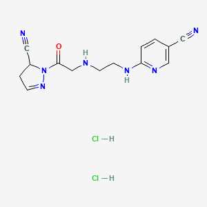 molecular formula C14H17Cl2N7O B1255814 3-Pyridinecarbonitrile, 6-((2-((2-(5-cyano-4,5-dihydro-1H-pyrazol-1-yl)-2-oxoethyl)amino)ethyl)amino)-, hydrochloride (1:2) CAS No. 1049741-98-1