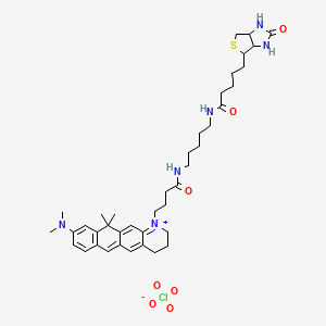 9-(dimethylamino)-11,11-dimethyl-1-{4-oxo-4-[(5-{[5-(2-oxohexahydro-1H-thieno[3,4-d]imidazol-4-yl)pentanoyl]amino}pentyl)amino]butyl}-2,3,4,11-tetrahydronaphtho[2,3-g]quinolinium perchlorate