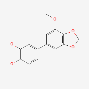 molecular formula C16H16O5 B12558601 6-(3,4-Dimethoxyphenyl)-4-methoxy-2H-1,3-benzodioxole CAS No. 144223-83-6