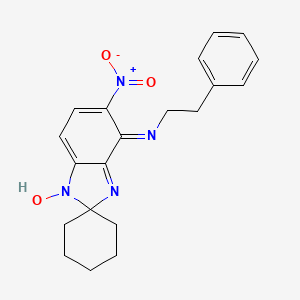 molecular formula C20H22N4O3 B1255870 1-hydroxy-5-nitro-N-(2-phenylethyl)-4-spiro[benzimidazole-2,1'-cyclohexane]imine 