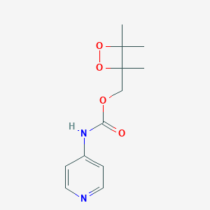 molecular formula C12H16N2O4 B012559 4-Pyridinylcarbamic acid (3,4,4-trimethyl-1,2-dioxetan-3-yl)methyl ester CAS No. 107323-99-9
