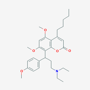 molecular formula C30H41NO5 B1255910 8-[3-(Diethylamino)-1-(4-methoxyphenyl)propyl]-5,7-dimethoxy-4-pentyl-1-benzopyran-2-one 