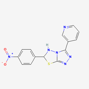 molecular formula C14H10N6O2S B12559161 6-(4-Nitrophenyl)-3-pyridin-3-yl-5,6-dihydro-[1,2,4]triazolo[3,4-b][1,3,4]thiadiazole 