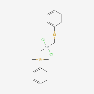 molecular formula C18H26Cl2Si2Sn B12559490 [(Dichlorostannanediyl)bis(methylene)]bis[dimethyl(phenyl)silane] CAS No. 186886-24-8