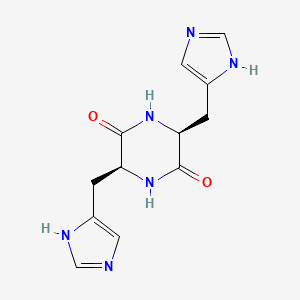 molecular formula C12H14N6O2 B1255974 Cyclo(L-histidyl-L-histidyl) 