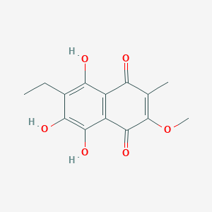 molecular formula C14H14O6 B12559929 6-Ethyl-5,7,8-trihydroxy-2-methoxy-3-methylnaphthalene-1,4-dione CAS No. 178490-52-3