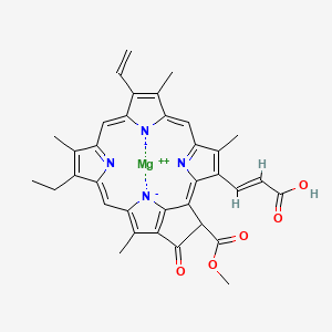 molecular formula C35H30MgN4O5 B1256027 magnesium;(E)-3-(16-ethenyl-11-ethyl-3-methoxycarbonyl-12,17,21,26-tetramethyl-4-oxo-23,25-diaza-7,24-diazanidahexacyclo[18.2.1.15,8.110,13.115,18.02,6]hexacosa-1,5,8(26),9,11,13(25),14,16,18,20(23),21-undecaen-22-yl)prop-2-enoic acid 