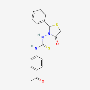 molecular formula C18H17N3O2S2 B12560315 N-(4-Acetylphenyl)-N'-(4-oxo-2-phenyl-1,3-thiazolidin-3-yl)thiourea CAS No. 144076-47-1