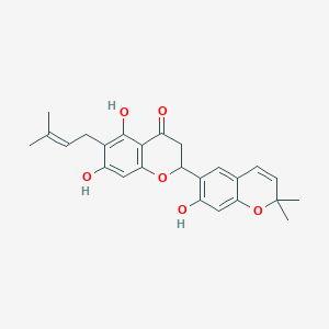 molecular formula C25H26O6 B1256043 5,7-Dihydroxy-2-(7-hydroxy-2,2-dimethylchromen-6-yl)-6-(3-methylbut-2-enyl)-2,3-dihydrochromen-4-one 