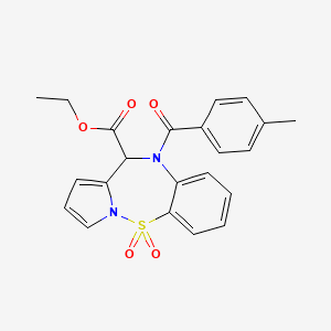 molecular formula C22H20N2O5S B1256058 ethyl 5-(4-methylbenzoyl)-10,10-dioxo-4H-pyrrolo[1,2-b][1,2,5]benzothiadiazepine-4-carboxylate 