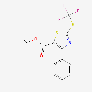 molecular formula C13H10F3NO2S2 B12561037 Ethyl 4-phenyl-2-[(trifluoromethyl)sulfanyl]-1,3-thiazole-5-carboxylate CAS No. 193975-63-2