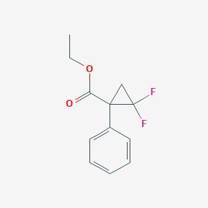 molecular formula C12H12F2O2 B12561055 Cyclopropanecarboxylic acid, 2,2-difluoro-1-phenyl-, ethyl ester CAS No. 156020-85-8