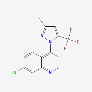 molecular formula C14H9ClF3N3 B12561268 7-Chloro-4-[3-methyl-5-(trifluoromethyl)-1H-pyrazol-1-yl]quinoline CAS No. 193203-45-1