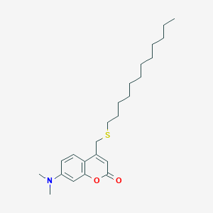 molecular formula C24H37NO2S B12561298 7-(Dimethylamino)-4-[(dodecylsulfanyl)methyl]-2H-1-benzopyran-2-one CAS No. 183559-34-4
