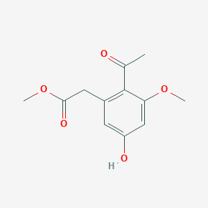 molecular formula C12H14O5 B1256130 2-Acetyl-3-methoxy-5-hydroxyphenylacetic acid methyl ester 