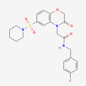 molecular formula C22H24FN3O5S B1256148 N-[(4-fluorophenyl)methyl]-2-[3-oxo-6-(1-piperidinylsulfonyl)-1,4-benzoxazin-4-yl]acetamide 