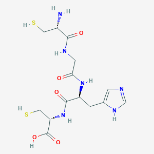 molecular formula C14H22N6O5S2 B12561671 L-Cysteine, L-cysteinylglycyl-L-histidyl- CAS No. 200405-36-3