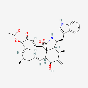 molecular formula C34H38N2O6 B1256186 [(1R,3E,6R,7E,9S,11E,13R,14S,16S,17R,18S)-14-hydroxy-18-(1H-indol-3-ylmethyl)-7,9,16-trimethyl-15-methylidene-2,5,20-trioxo-19-azatricyclo[11.7.0.01,17]icosa-3,7,11-trien-6-yl] acetate 