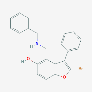 molecular formula C22H18BrNO2 B012562 5-Benzofuranol, 4-(benzylaminomethyl)-2-bromo-3-phenyl- CAS No. 100347-62-4