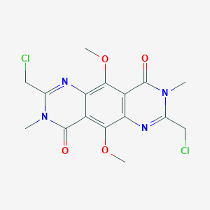 molecular formula C16H16Cl2N4O4 B125623 2,7-Bis(chloromethyl)-5,10-dimethoxy-3,8-dimethylpyrimido[4,5-g]quinazoline-4,9-dione CAS No. 143430-34-6