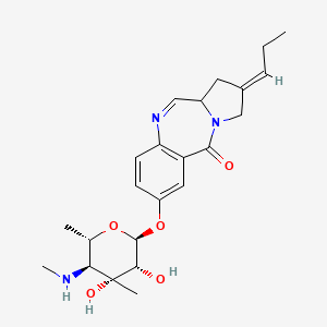 molecular formula C23H31N3O5 B1256239 (8E)-2-[(2S,3R,4R,5S,6S)-3,4-dihydroxy-4,6-dimethyl-5-(methylamino)oxan-2-yl]oxy-8-propylidene-7,9-dihydro-6aH-pyrrolo[2,1-c][1,4]benzodiazepin-11-one 