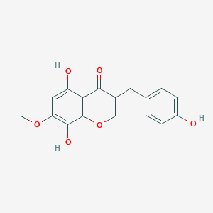 molecular formula C17H16O6 B125624 5,8-Dihydroxy-3-(4-hydroxybenzyl)-7-methoxy-4-chromanone CAS No. 93078-83-2