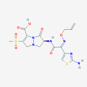 molecular formula C16H18N6O7S2 B1256288 (S)-6-[2-[(Z)-allyloxyimino]-2-(2-aminothiazol-4-yl)-acetylamino]-2-methanesulfonyl-7-oxo-6,7-dihydro-3H,5H-pyrazolo[1,2-a]pyrazole-1-carboxylic acid 