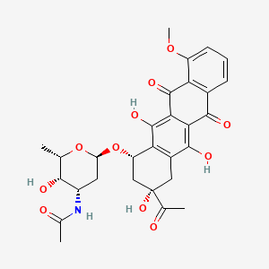 molecular formula C29H31NO11 B1256312 N-[(2S,3S,4S,6R)-6-[[(1S,3S)-3-acetyl-3,5,12-trihydroxy-10-methoxy-6,11-dioxo-2,4-dihydro-1H-tetracen-1-yl]oxy]-3-hydroxy-2-methyloxan-4-yl]acetamide 
