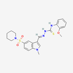 1-(2-methoxyphenyl)-3-[(E)-(1-methyl-5-piperidin-1-ylsulfonylindol-3-yl)methylideneamino]thiourea