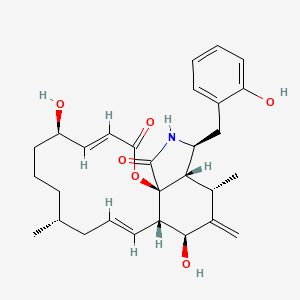 molecular formula C29H37NO6 B1256317 (1S,4E,6R,10R,12E,14S,15S,17S,18S,19S)-6,15-dihydroxy-19-[(2-hydroxyphenyl)methyl]-10,17-dimethyl-16-methylidene-2-oxa-20-azatricyclo[12.7.0.01,18]henicosa-4,12-diene-3,21-dione 