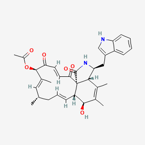 molecular formula C34H38N2O6 B1256319 [(1R,3E,6R,7E,9S,11E,13R,14S,17R,18S)-14-hydroxy-18-(1H-indol-3-ylmethyl)-7,9,15,16-tetramethyl-2,5,20-trioxo-19-azatricyclo[11.7.0.01,17]icosa-3,7,11,15-tetraen-6-yl] acetate 