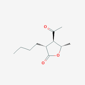 molecular formula C11H18O3 B12563428 2(3H)-Furanone, 4-acetyl-3-butyldihydro-5-methyl-, (3R,4R,5S)- CAS No. 197303-75-6