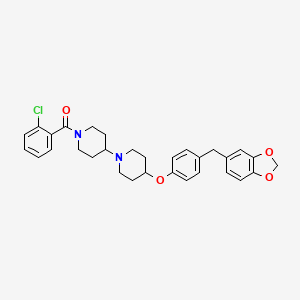 molecular formula C31H33ClN2O4 B12563435 (4-{4-[(2H-1,3-Benzodioxol-5-yl)methyl]phenoxy}[1,4'-bipiperidin]-1'-yl)(2-chlorophenyl)methanone CAS No. 203444-94-4