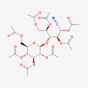 molecular formula C28H37NO18 B125635 [(2R,3R,4S,5R,6S)-3,4,5-triacetyloxy-6-[(1S,2R,3R,4R)-1,2,4,5-tetraacetyloxy-1-cyanopentan-3-yl]oxyoxan-2-yl]methyl acetate CAS No. 5120-84-3