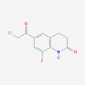 molecular formula C11H9ClFNO2 B12563563 6-(Chloroacetyl)-8-fluoro-3,4-dihydroquinolin-2(1H)-one CAS No. 148136-05-4