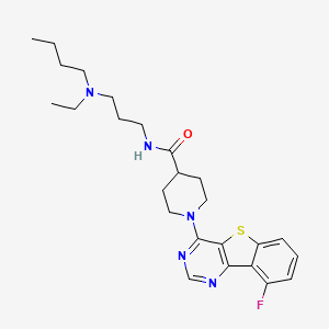 molecular formula C25H34FN5OS B1256362 N-[3-[butyl(ethyl)amino]propyl]-1-(9-fluoro-[1]benzothiolo[3,2-d]pyrimidin-4-yl)-4-piperidinecarboxamide 