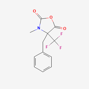 molecular formula C12H10F3NO3 B12563625 4-Benzyl-3-methyl-4-(trifluoromethyl)-1,3-oxazolidine-2,5-dione CAS No. 160511-12-6