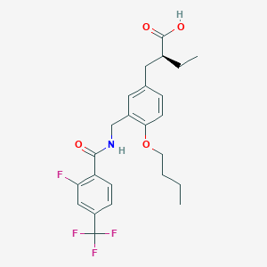 molecular formula C24H27F4NO4 B1256363 (2s)-2-{4-Butoxy-3-[({[2-Fluoro-4-(Trifluoromethyl)phenyl]carbonyl}amino)methyl]benzyl}butanoic Acid 