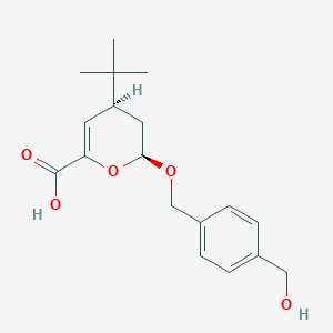 molecular formula C18H24O5 B1256382 (2S,4S)-4-tert-butyl-2-[[4-(hydroxymethyl)phenyl]methoxy]-3,4-dihydro-2H-pyran-6-carboxylic acid 
