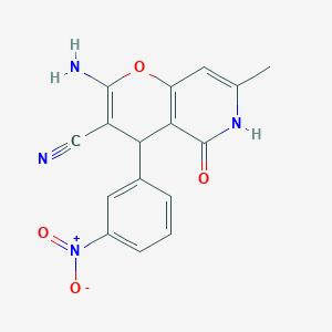molecular formula C16H12N4O4 B12563853 2-amino-7-methyl-4-(3-nitrophenyl)-5-oxo-5,6-dihydro-4H-pyrano[3,2-c]pyridine-3-carbonitrile 