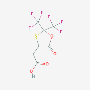 molecular formula C7H4F6O4S B12563865 1,3-Oxathiolane-4-acetic acid, 5-oxo-2,2-bis(trifluoromethyl)- CAS No. 170996-97-1