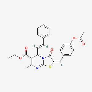 molecular formula C27H24N2O5S B1256387 ethyl (2E)-2-[4-(acetyloxy)benzylidene]-7-methyl-3-oxo-5-[(E)-2-phenylethenyl]-2,3-dihydro-5H-[1,3]thiazolo[3,2-a]pyrimidine-6-carboxylate 